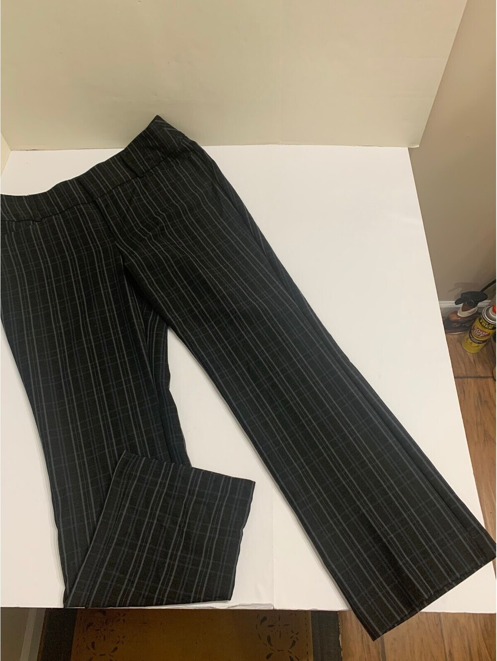 Apt. 9 Womens Size 10 Black Slate Blue Pencil Pin Stripe Stretch Dress Pants